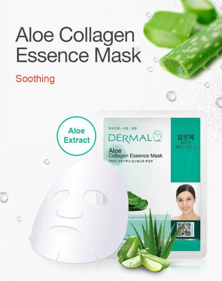Dermal Korea Aloe Collagen Essence Full Face Mask (Pack of 20) Dermal