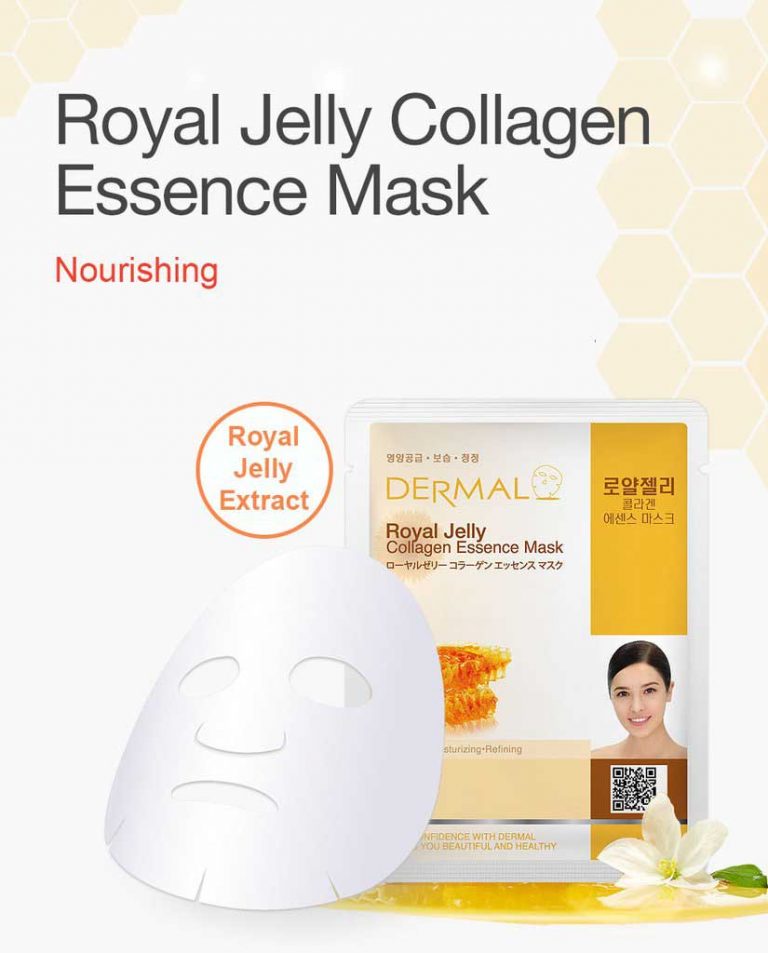 Dermal Korea Royal Jelly Collagen Essence Face Mask (Pack of 5) Dermal Face Mask Dermal