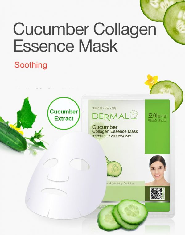 Dermal Korea Cucumber Collagen Essence Full Face Sheet Mask Pack Of 2